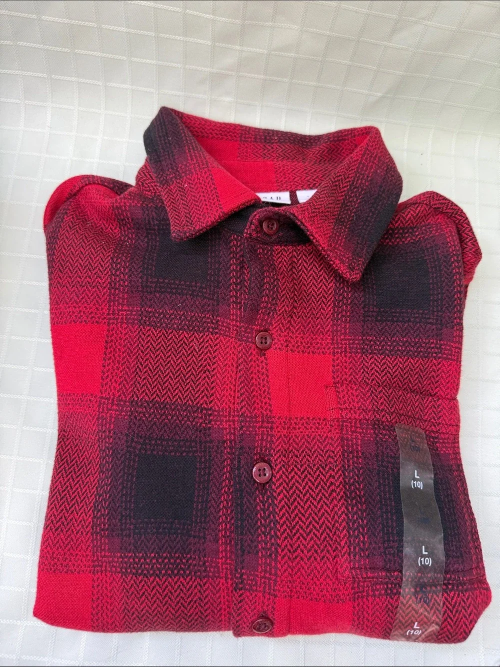 GAP Red and Black Plaid Button-Down Cotton Shirt